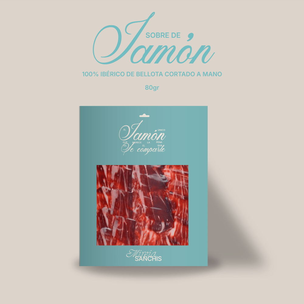 sobre de jamon de 100 de bellota iberico