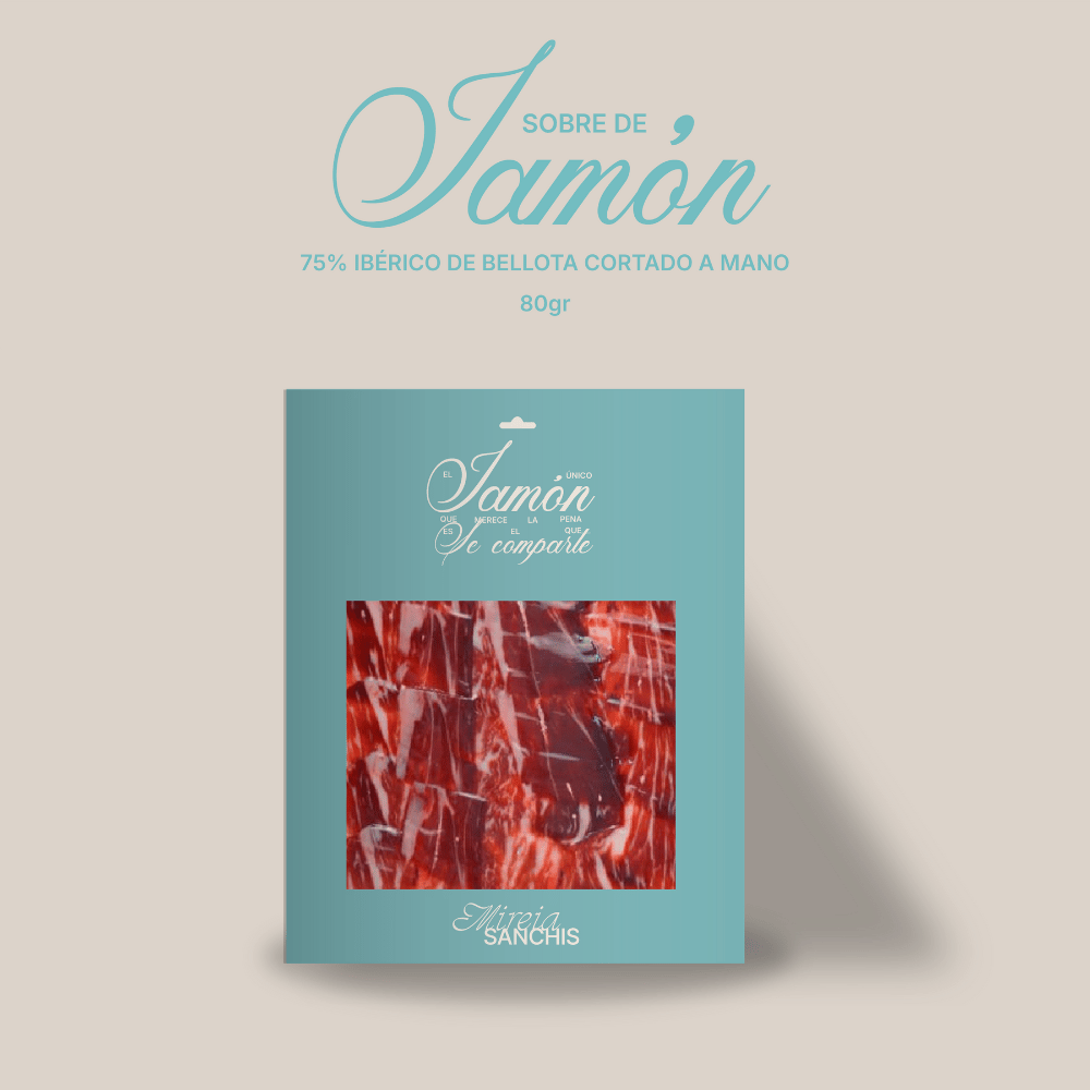sobre de jamon iberico de 75 de bellota de guijuelo